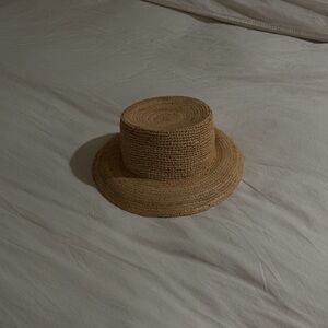 J. Crew Tan Straw Boater Hat